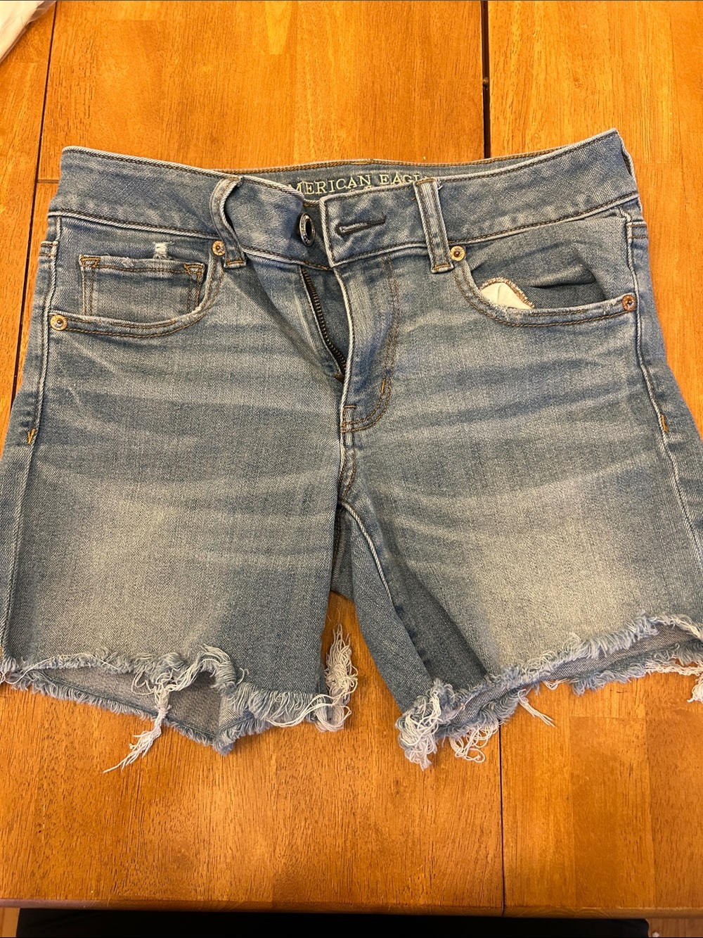American Eagle Light Wash Denim Cutoff Shorts - Light Blue